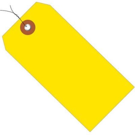 BOX PACKAGING Global Industrial„¢ Plastic Shipping Tag Pre Wired#5, 4-3/4"L x 2-3/8"W, Yellow, 100/Pack G26052W